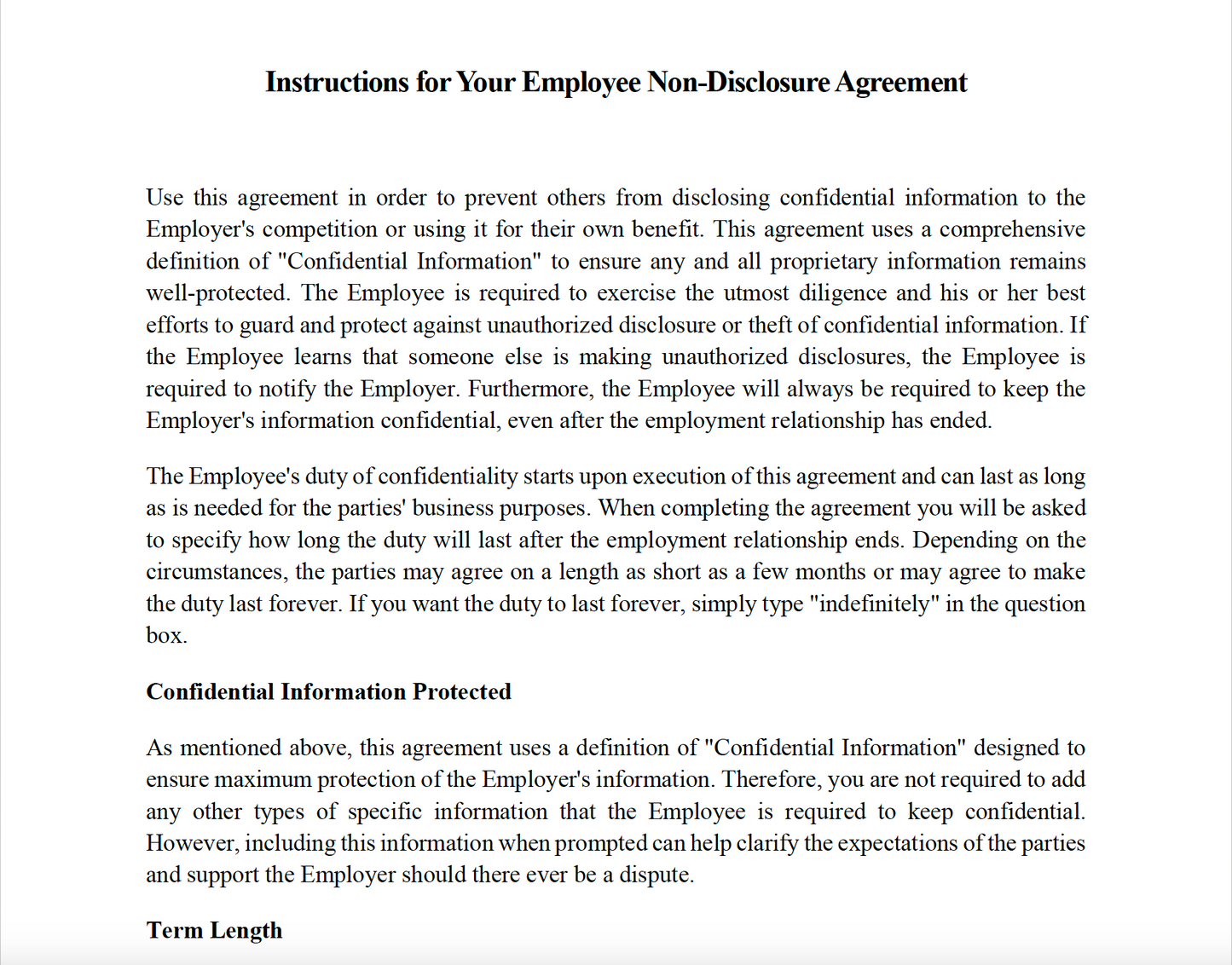 Employee Non-Disclosure Agreement